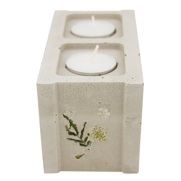 Pressed Flower Mini Cinderblock Candle Holder