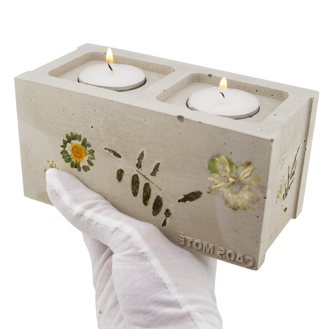 Flora Mini Cinderblock Candle Holder