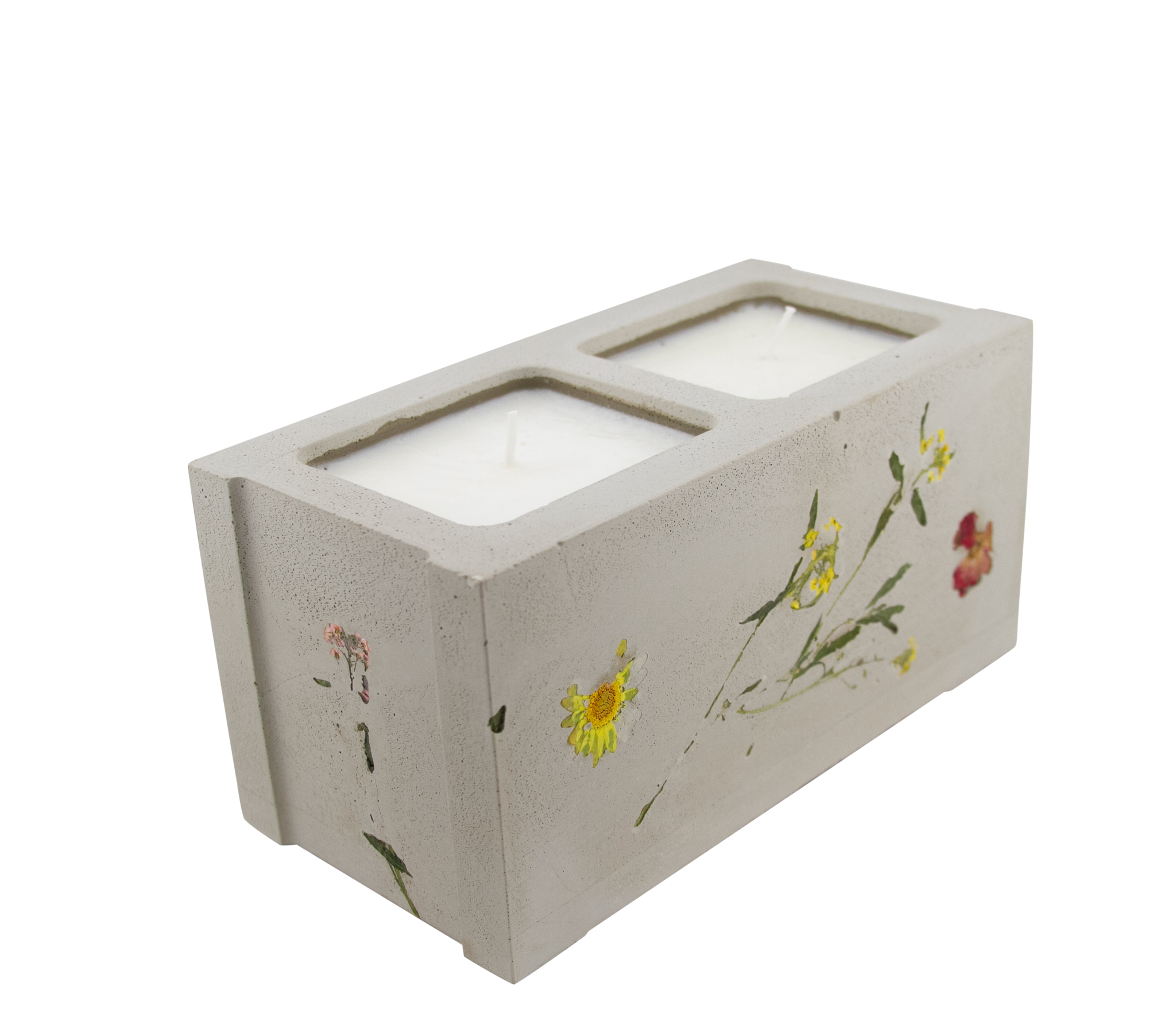 Pressed Flower Mini Cinderblock Candle