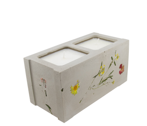 Pressed Flower Mini Cinderblock Candle