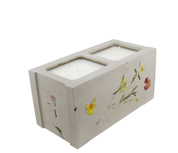 Pressed Flower Mini Cinderblock Candle