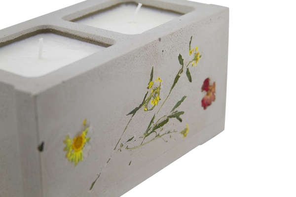 Pressed Flower Mini Cinderblock Candle