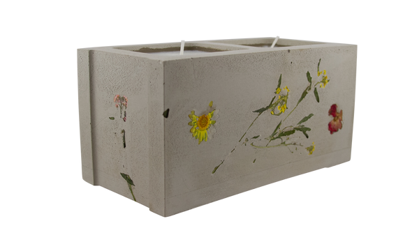 Pressed Flower Mini Cinderblock Candle