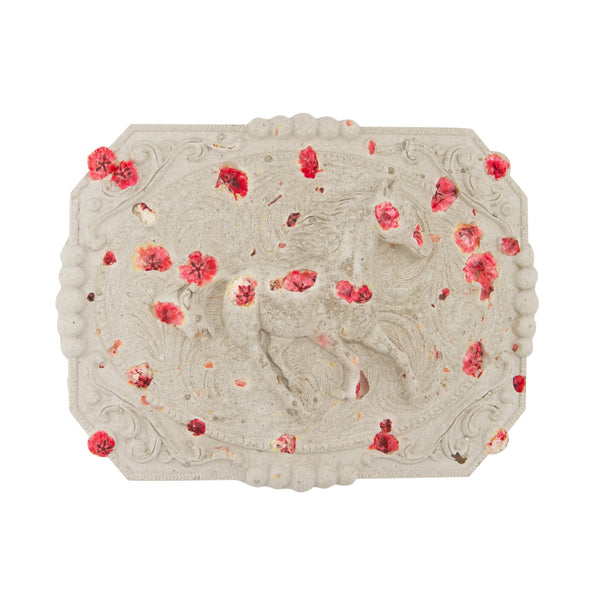 Pressed Flower Concrete Cowboy Belt Buckle No Belt